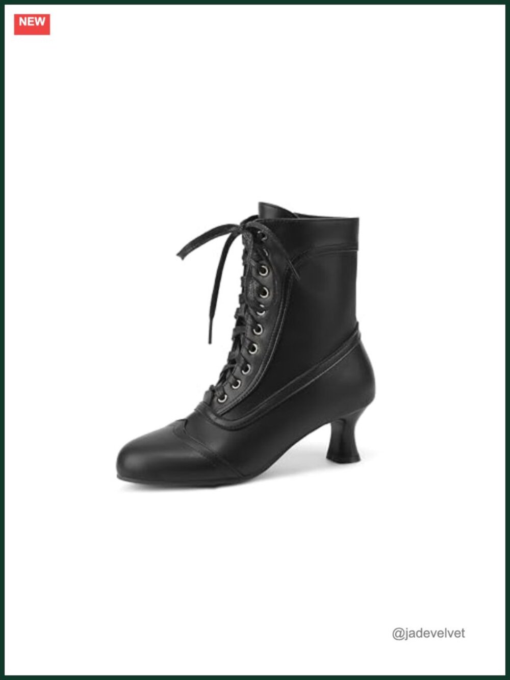 Victorian Lace Up Ankle Boots Kitten Heel Vintage Booties